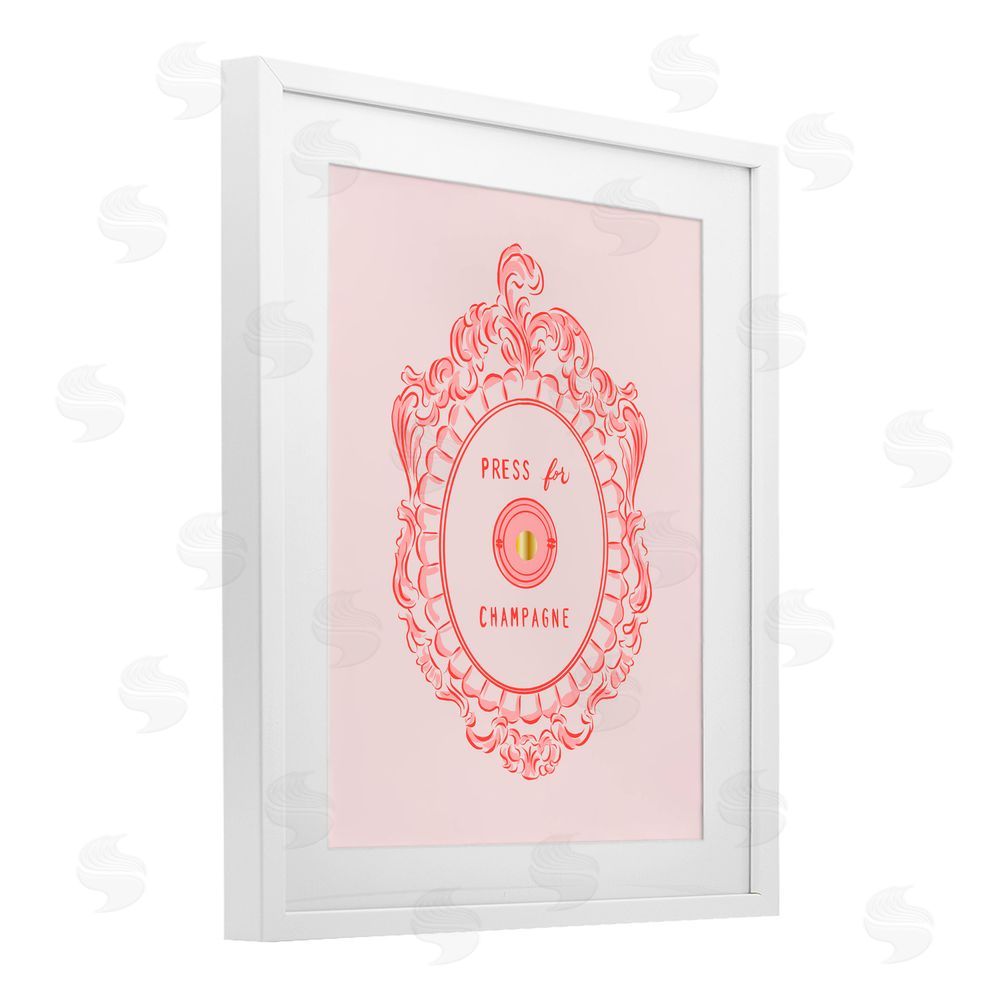 Cherrywood Lane Press For Champagne Ornate White Framed Print Under Glass with Mat Wall Art