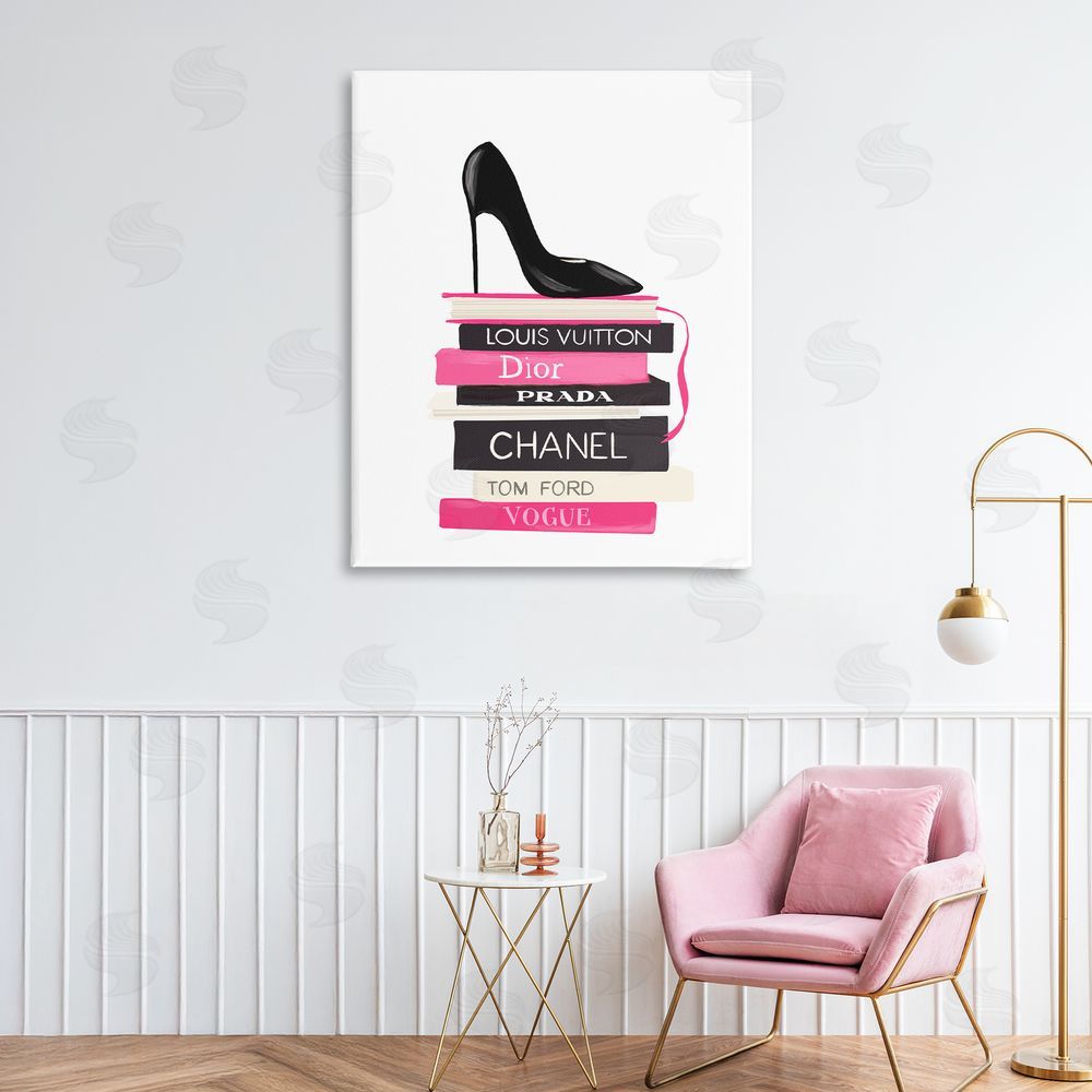 Cherrywood Lane Black Stiletto on Books Canvas Art on Wall