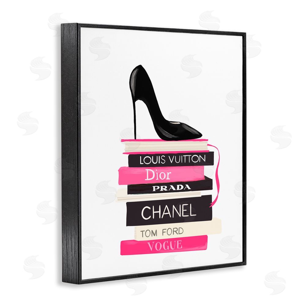 Cherrywood Lane Black Stiletto on Books Black Framed Giclee Wall Art Print