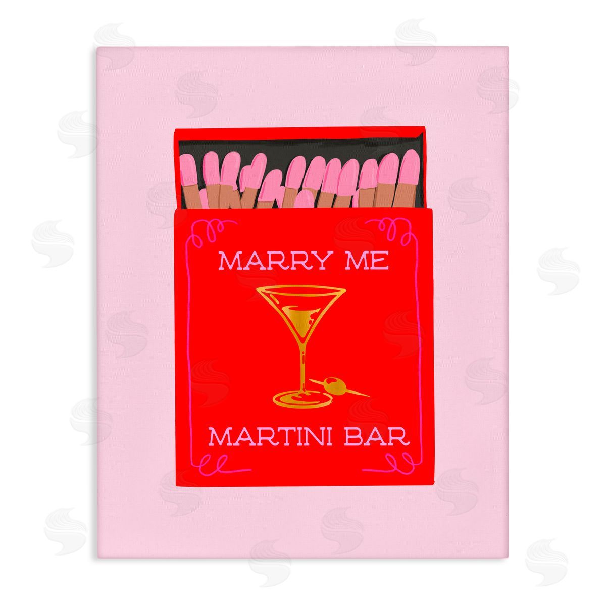 Cherrywood Lane Marry Me Martini Bar Matches Canvas Wall Art Print