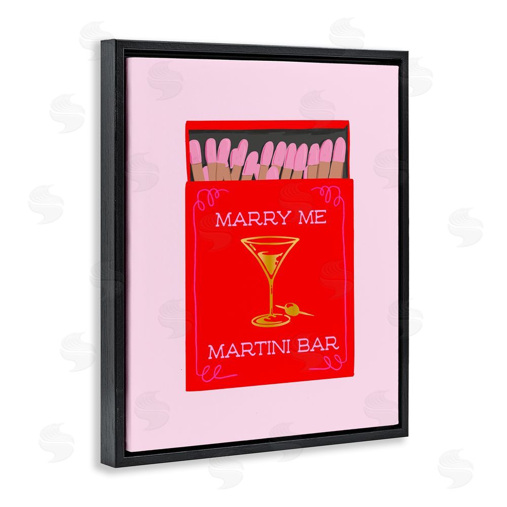 Cherrywood Lane Marry Me Martini Bar Matches Black Floating Frame Canvas Wall Art Print