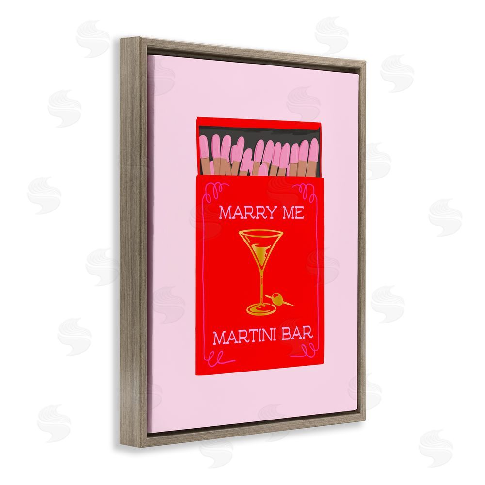 Cherrywood Lane Marry Me Martini Bar Matches Brown Floating Frame Canvas Wall Art Print