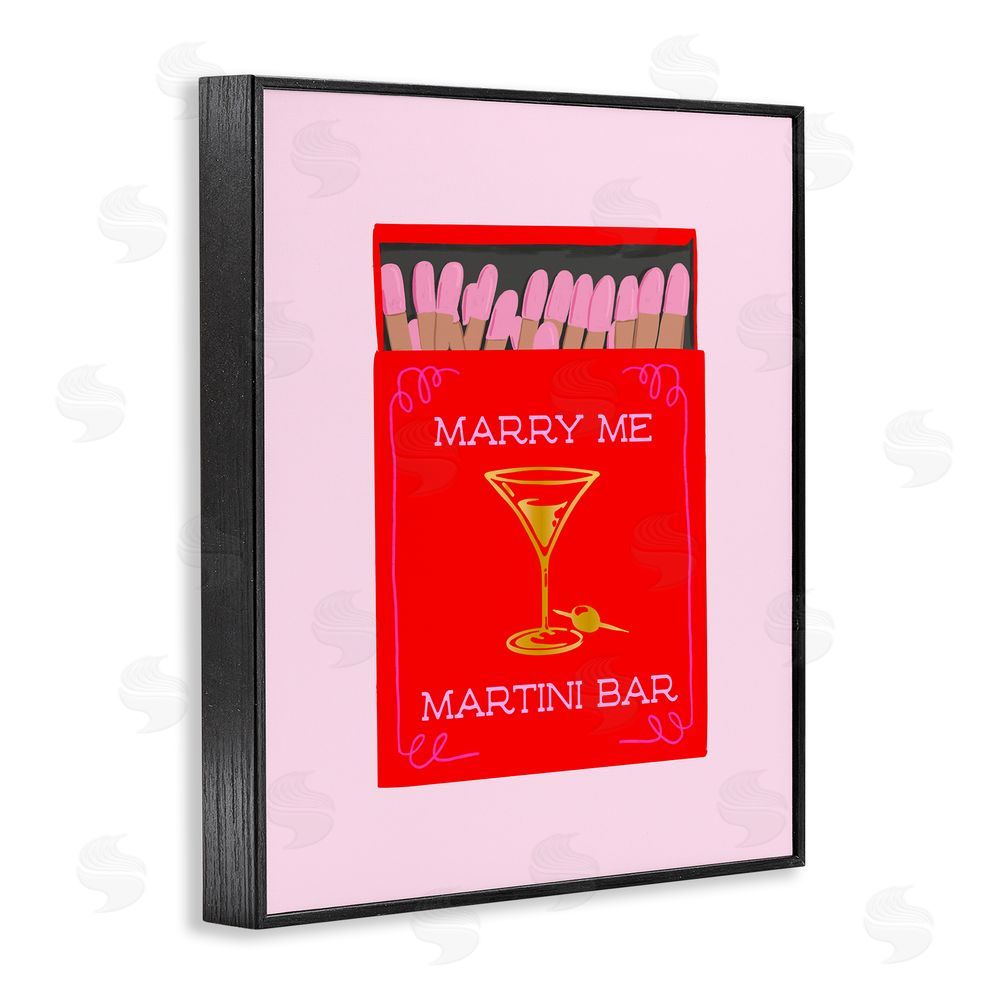 Cherrywood Lane Marry Me Martini Bar Matches Black Framed Giclee Wall Art Print