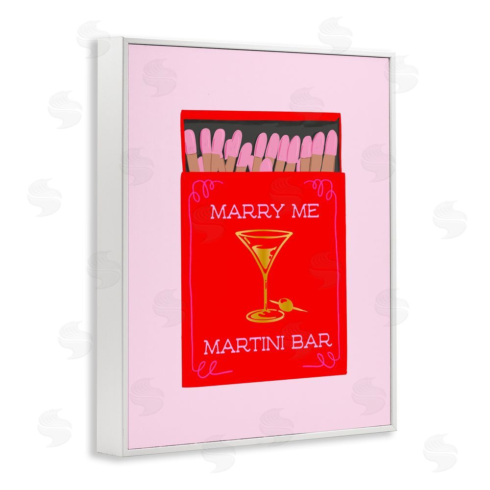 Cherrywood Lane Marry Me Martini Bar Matches White Framed Giclee Wall Art Print