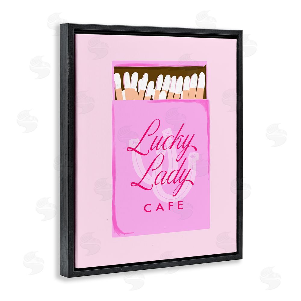 Cherrywood Lane Lucky Lady Cafe Matchbox Black Floating Frame Canvas Wall Art Print