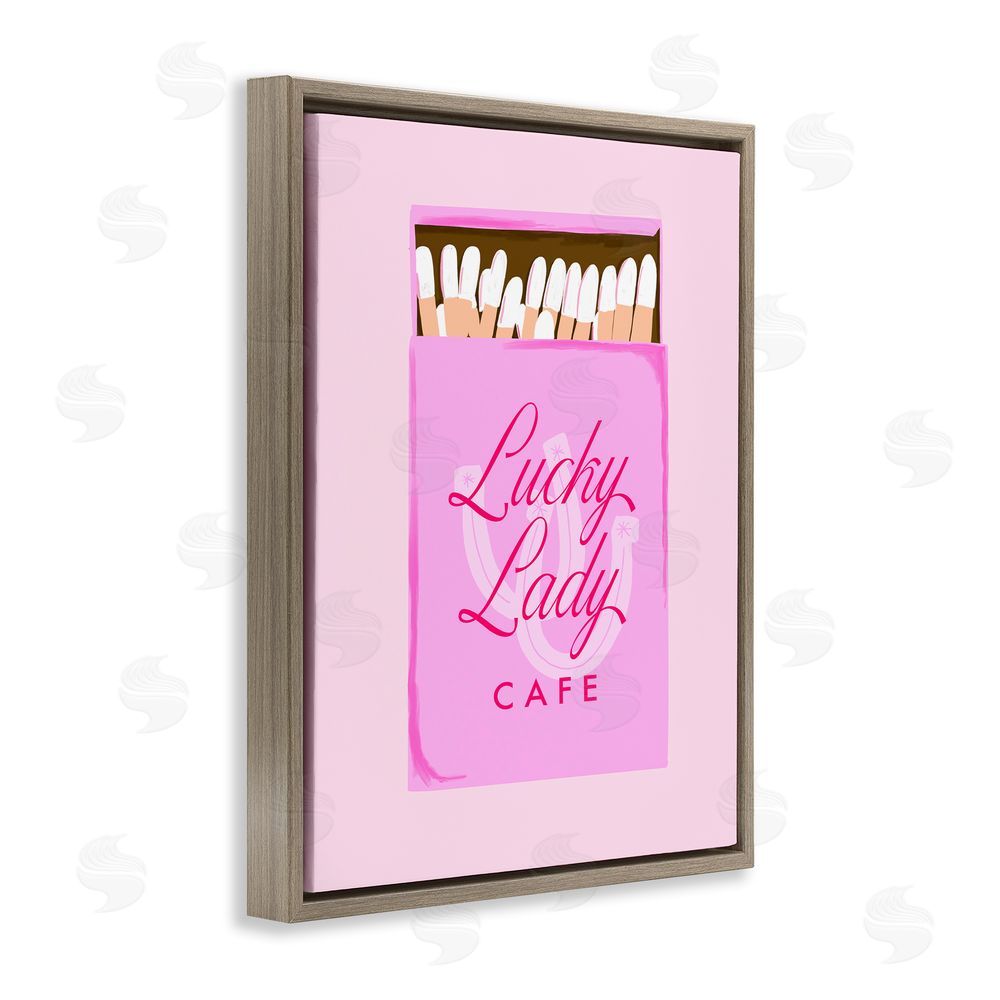 Cherrywood Lane Lucky Lady Cafe Matchbox Brown Floating Frame Canvas Wall Art Print