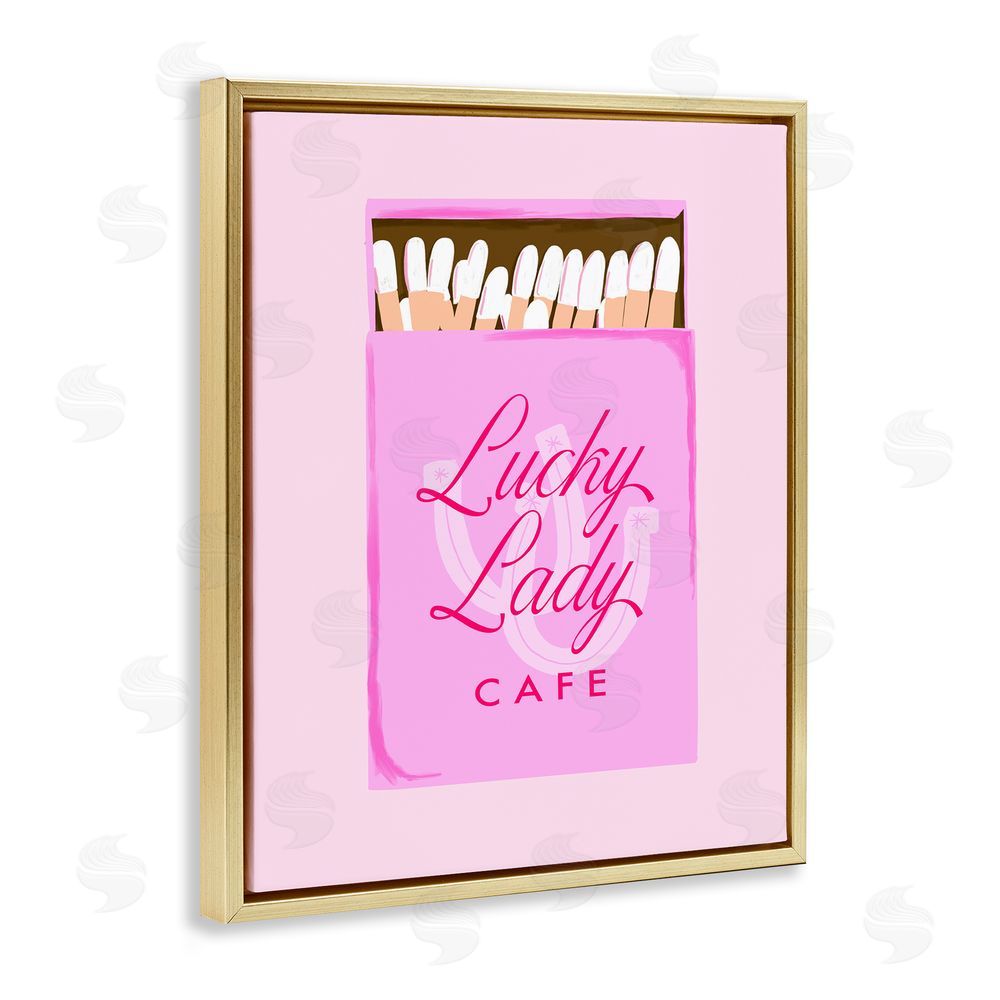 Cherrywood Lane Lucky Lady Cafe Matchbox Gold Floating Frame Canvas Wall Art Print