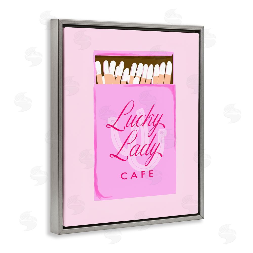 Cherrywood Lane Lucky Lady Cafe Matchbox Gray Floating Frame Canvas Wall Art Print