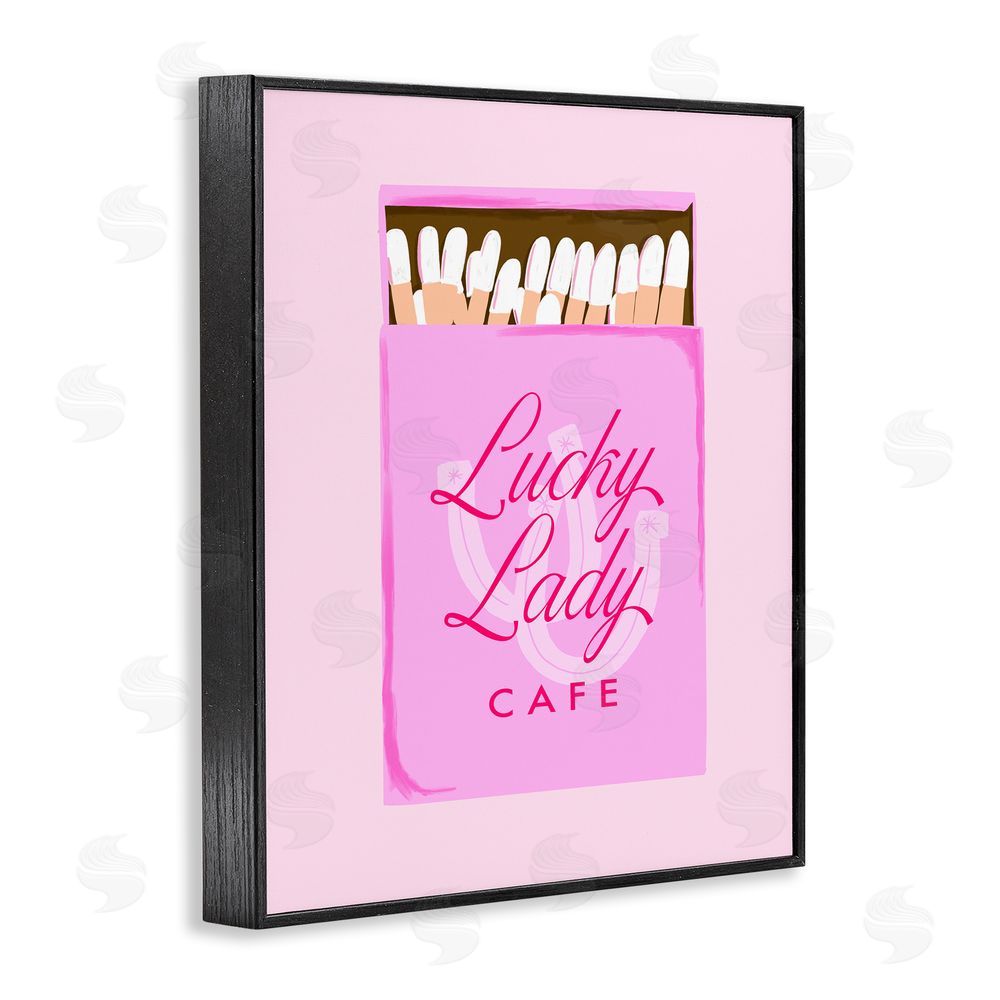Cherrywood Lane Lucky Lady Cafe Matchbox Black Framed Giclee Wall Art Print