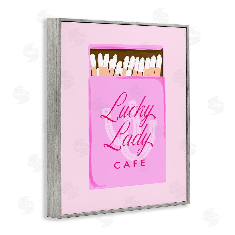 Cherrywood Lane Lucky Lady Cafe Matchbox Gray Framed Giclee Wall Art Print
