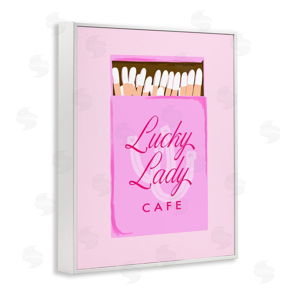 Cherrywood Lane Lucky Lady Cafe Matchbox White Framed Giclee Wall Art Print