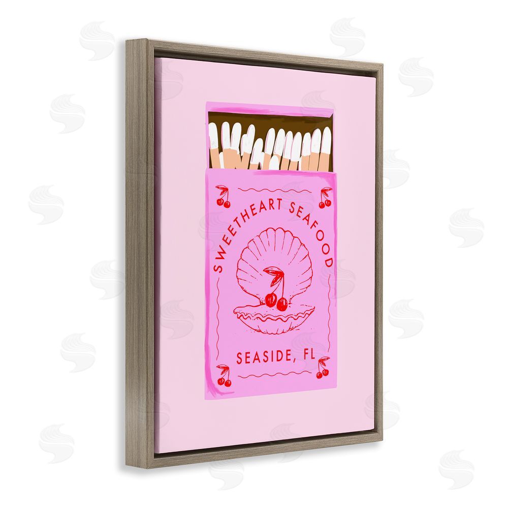Cherrywood Lane Sweetheart Seafood Matchbox Brown Floating Frame Canvas Wall Art Print
