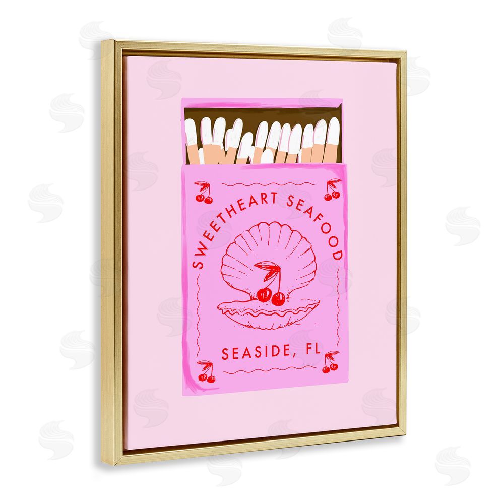 Cherrywood Lane Sweetheart Seafood Matchbox Gold Floating Frame Canvas Wall Art Print
