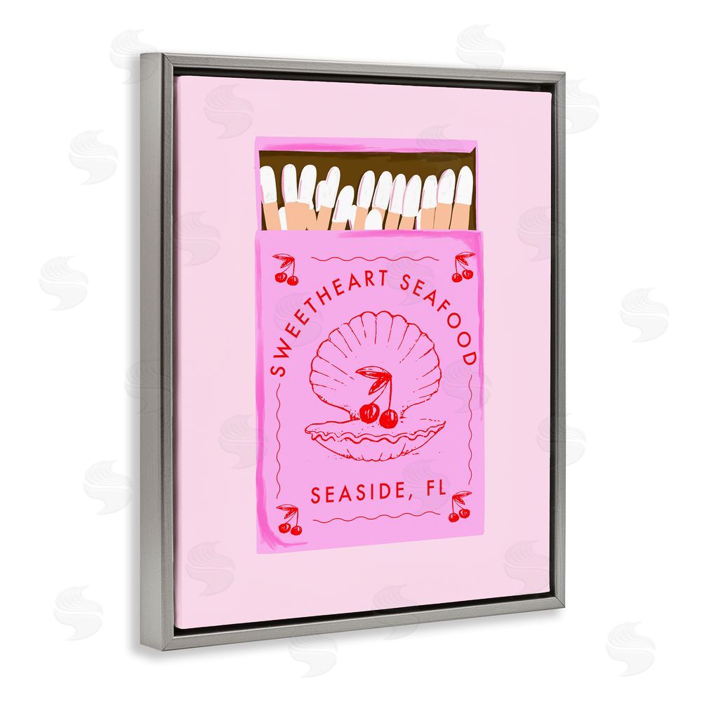 Cherrywood Lane Sweetheart Seafood Matchbox Gray Floating Frame Canvas Wall Art Print