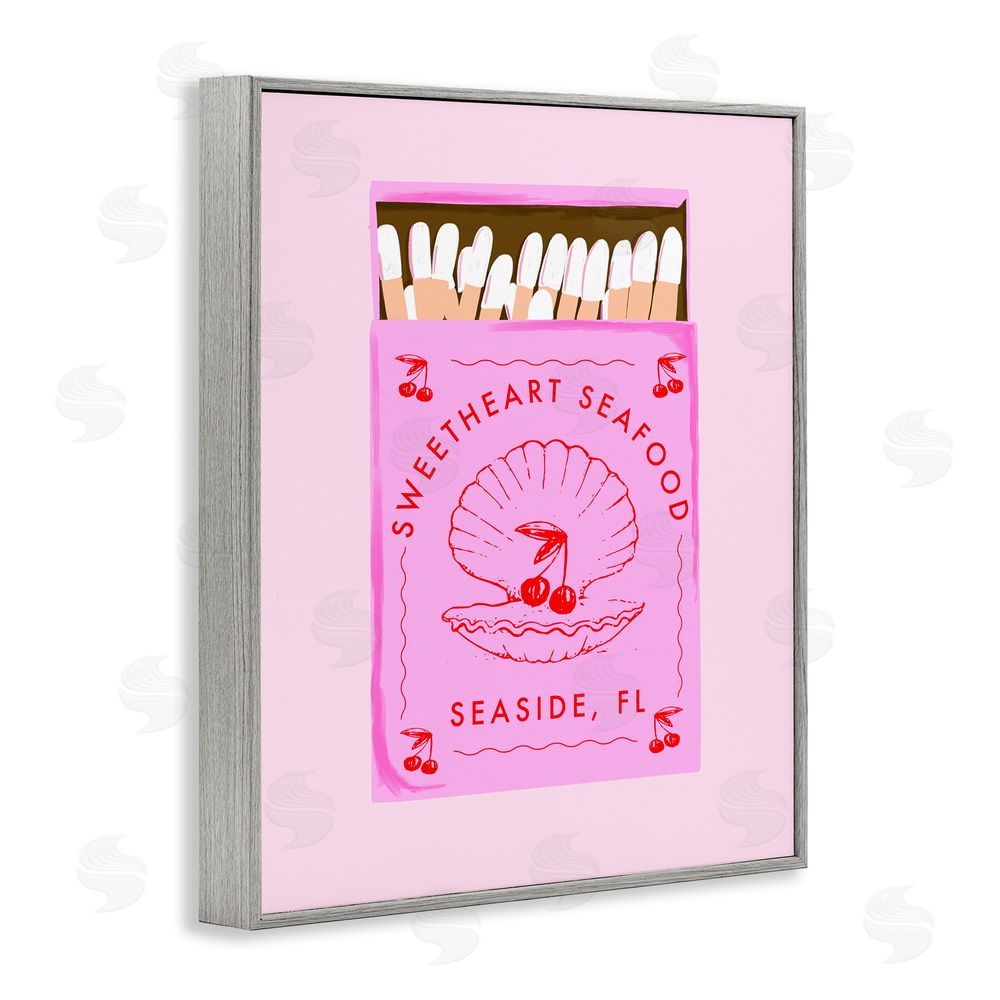 Cherrywood Lane Sweetheart Seafood Matchbox Gray Framed Giclee Wall Art Print