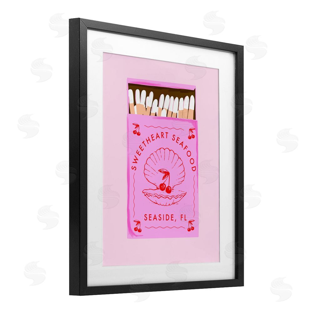 Cherrywood Lane Sweetheart Seafood Matchbox Black Framed Print Under Glass with White Mat Wall Art