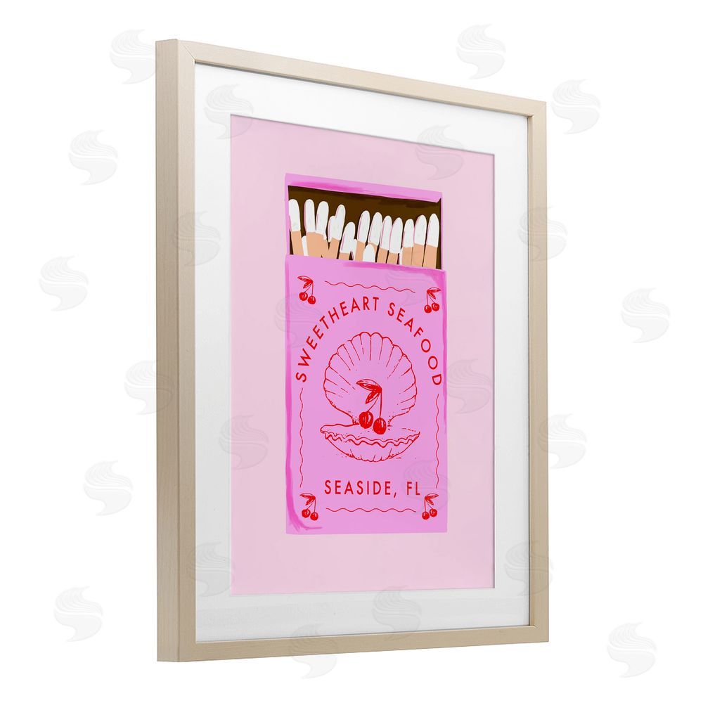 Cherrywood Lane Sweetheart Seafood Matchbox Birch Framed Print Under Glass with White Mat Wall Art