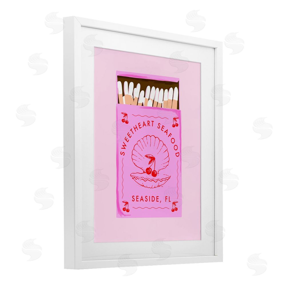 Cherrywood Lane Sweetheart Seafood Matchbox White Framed Print Under Glass with Mat Wall Art