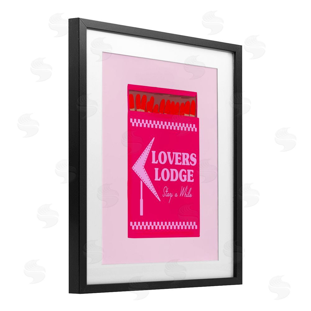 Cherrywood Lane Lovers Lodge Matchbox Black Framed Print Under Glass with White Mat Wall Art