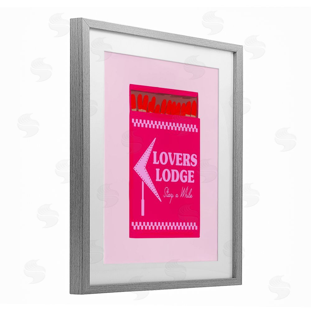 Cherrywood Lane Lovers Lodge Matchbox Gray Framed Print Under Glass with White Mat Wall Art