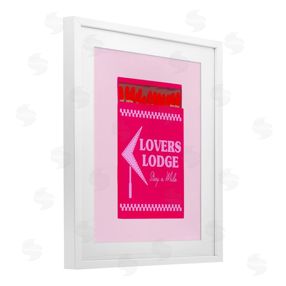 Cherrywood Lane Lovers Lodge Matchbox White Framed Print Under Glass with Mat Wall Art