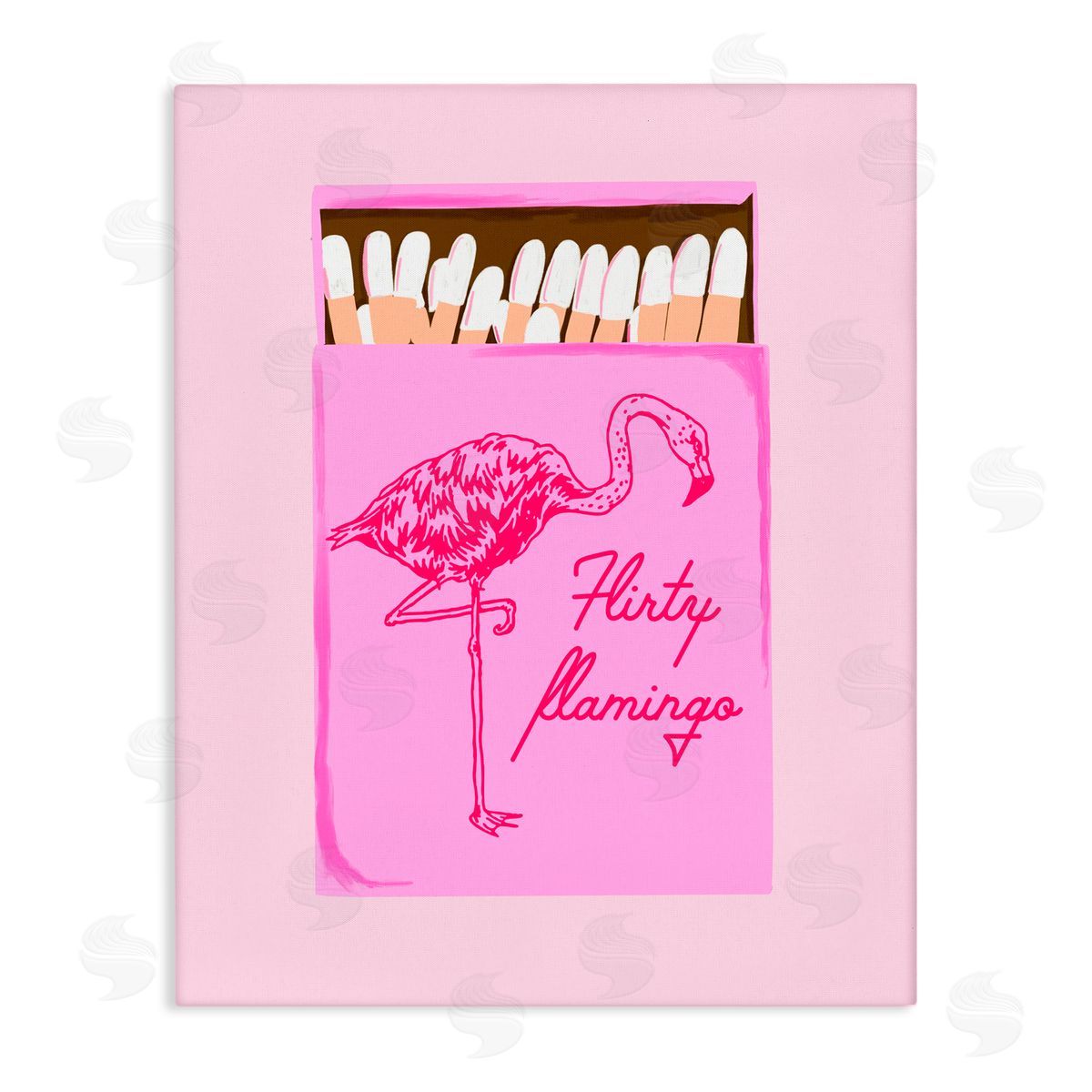 Cherrywood Lane Flirty Flamingo Pink Matchbox Canvas Wall Art Print