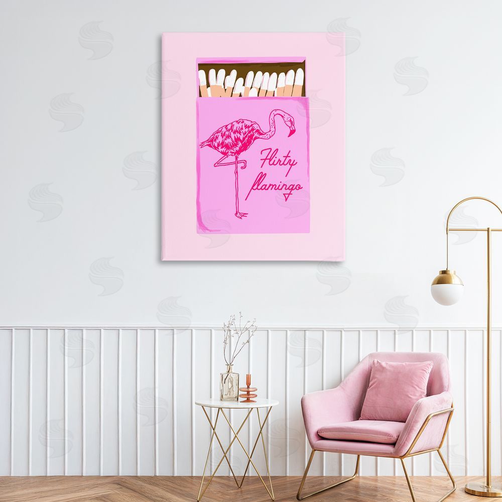 Cherrywood Lane Flirty Flamingo Pink Matchbox Canvas Art on Wall