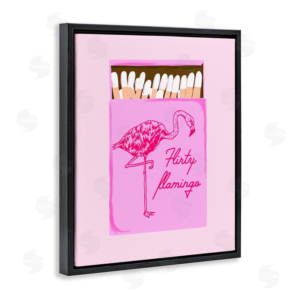 Cherrywood Lane Flirty Flamingo Pink Matchbox Black Floating Frame Canvas Wall Art Print