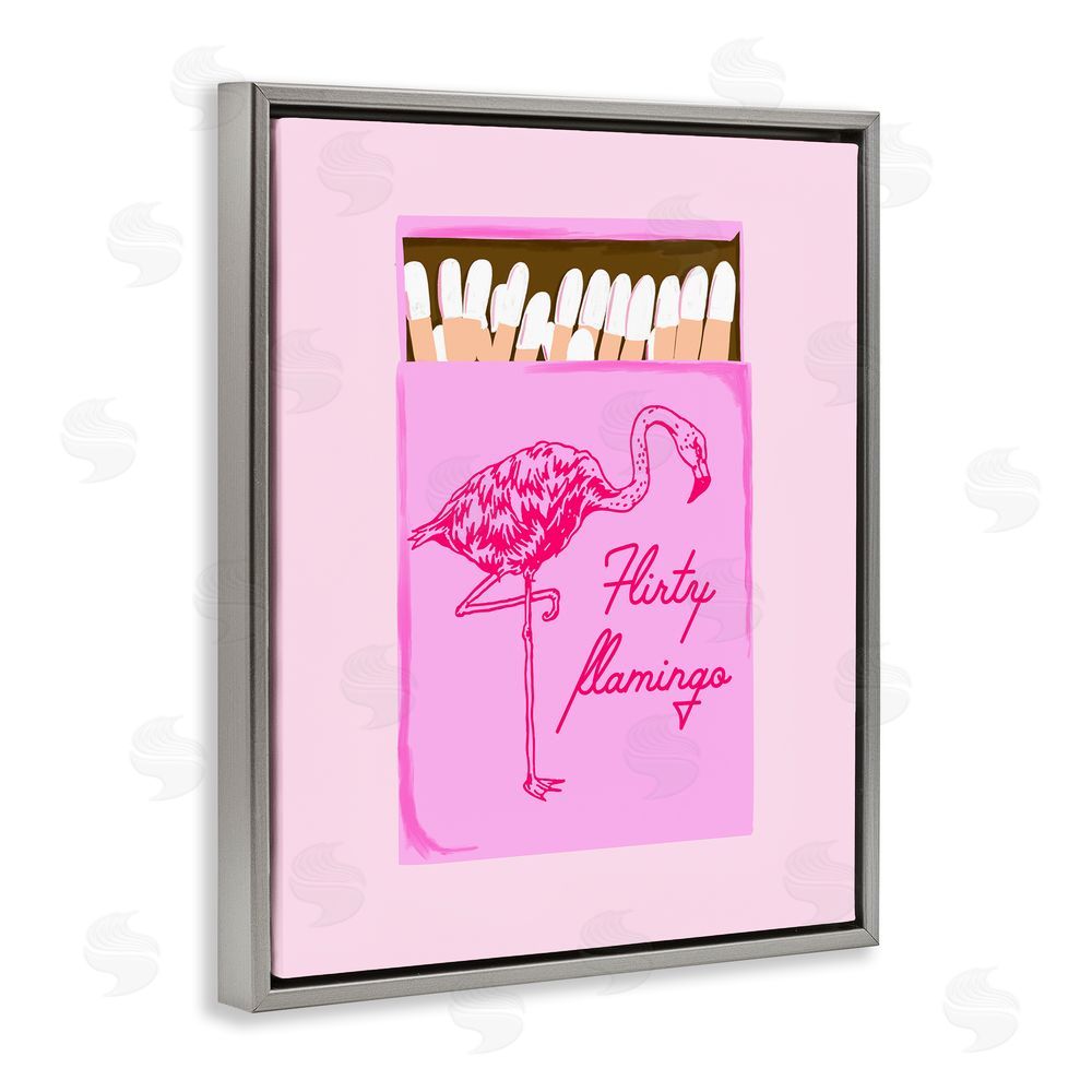Cherrywood Lane Flirty Flamingo Pink Matchbox Gray Floating Frame Canvas Wall Art Print