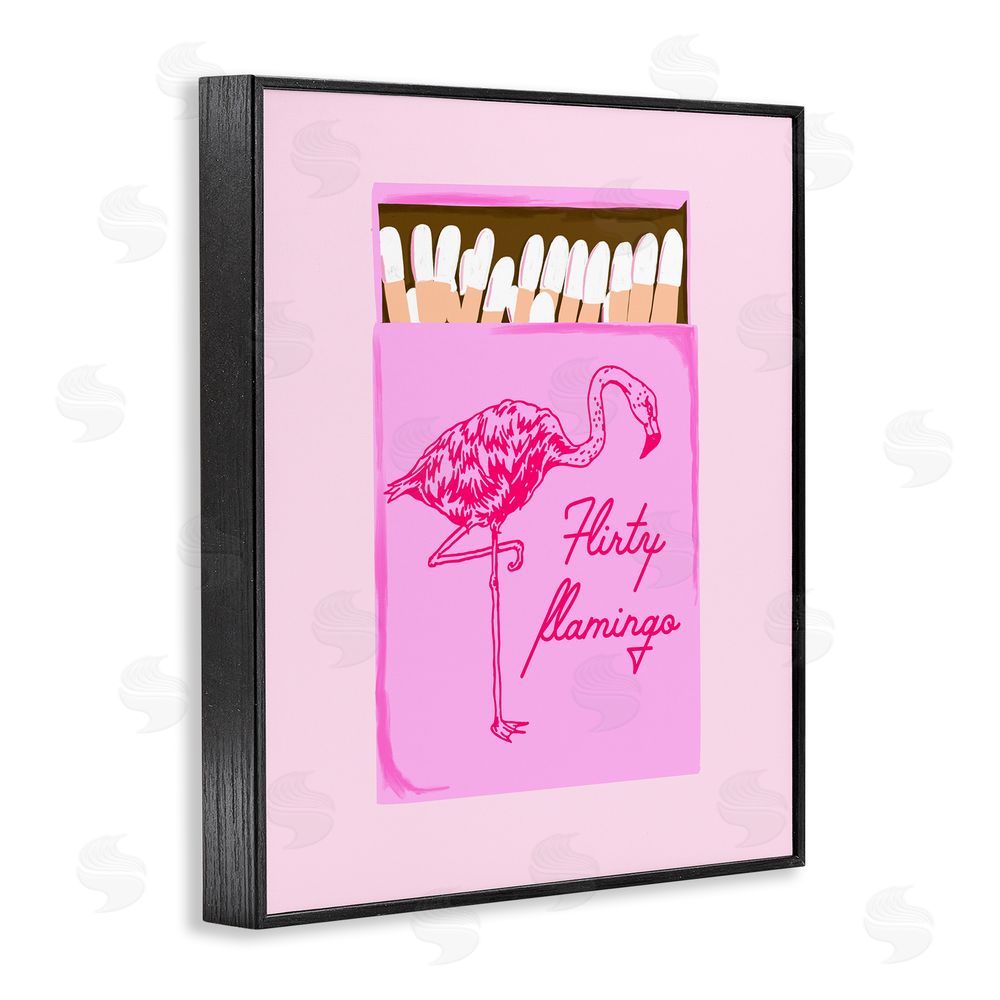 Cherrywood Lane Flirty Flamingo Pink Matchbox Black Framed Giclee Wall Art Print