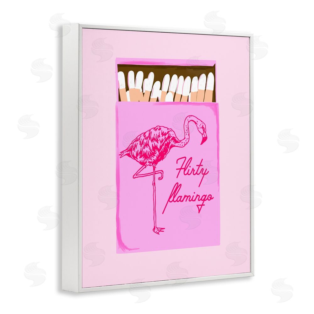 Cherrywood Lane Flirty Flamingo Pink Matchbox White Framed Giclee Wall Art Print