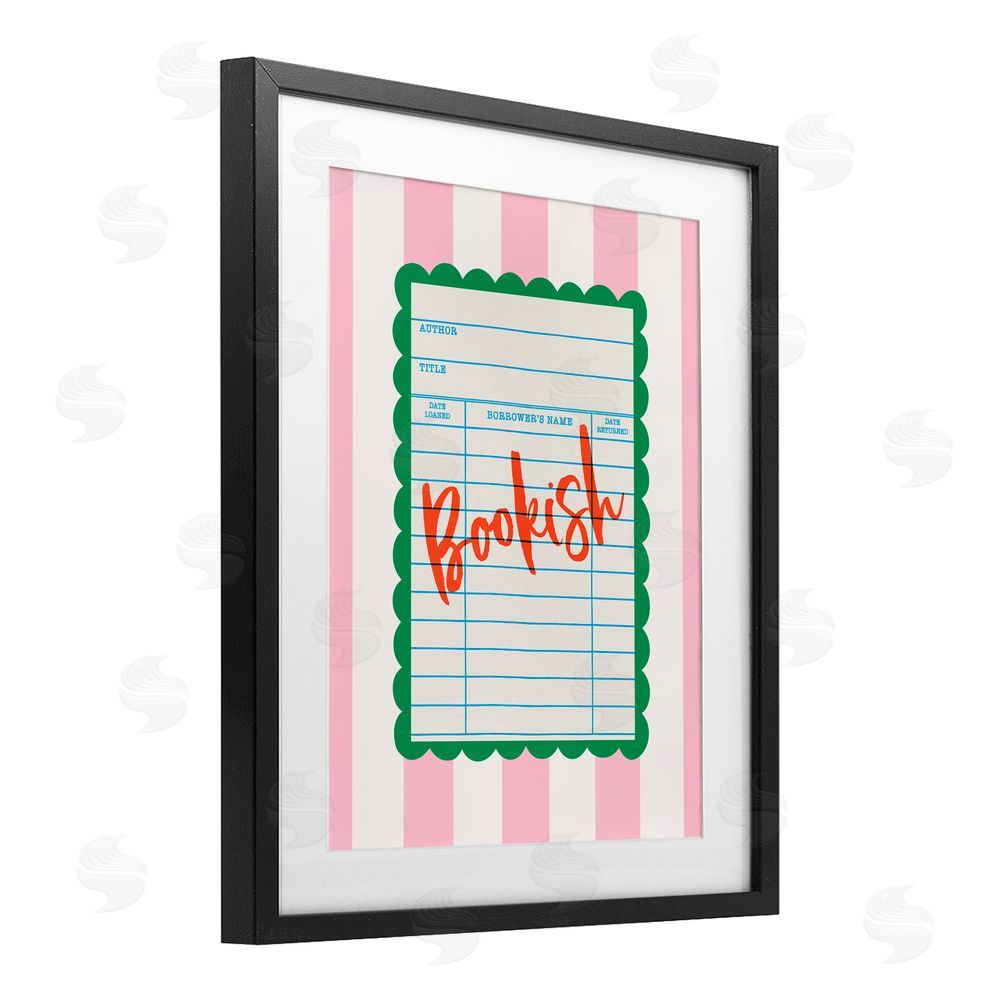 Nadia Hassan Bookish Reader Library Card Black Framed Print Under Glass with White Mat Wall Art