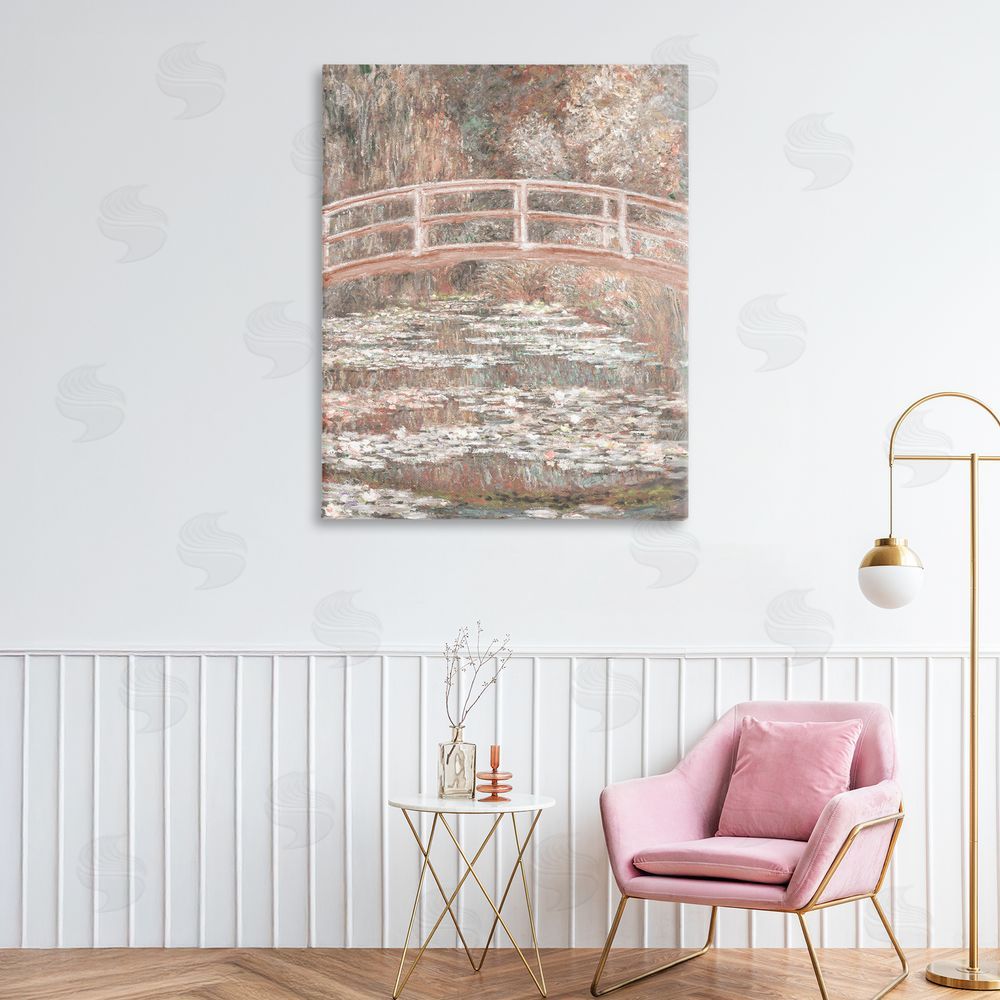 Corinne Haig Peach Impressionist Bridge Printed Wall Art in Room