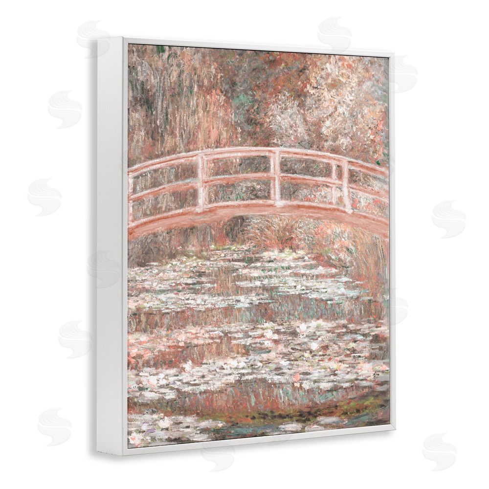 Corinne Haig Peach Impressionist Bridge White Frame Giclee Art Print