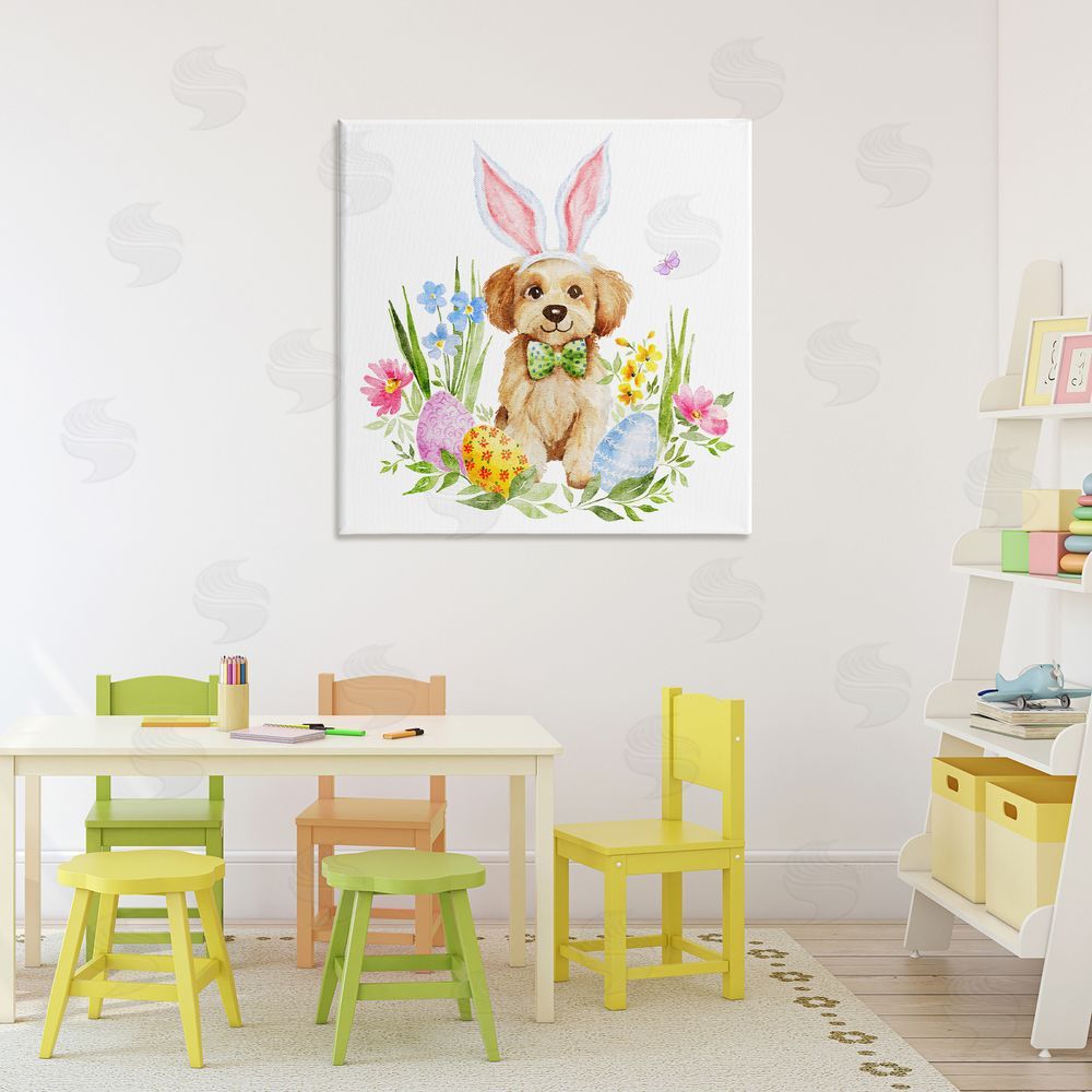 Amy Hall Playful Easter Puppy Printed Wall Art in Room