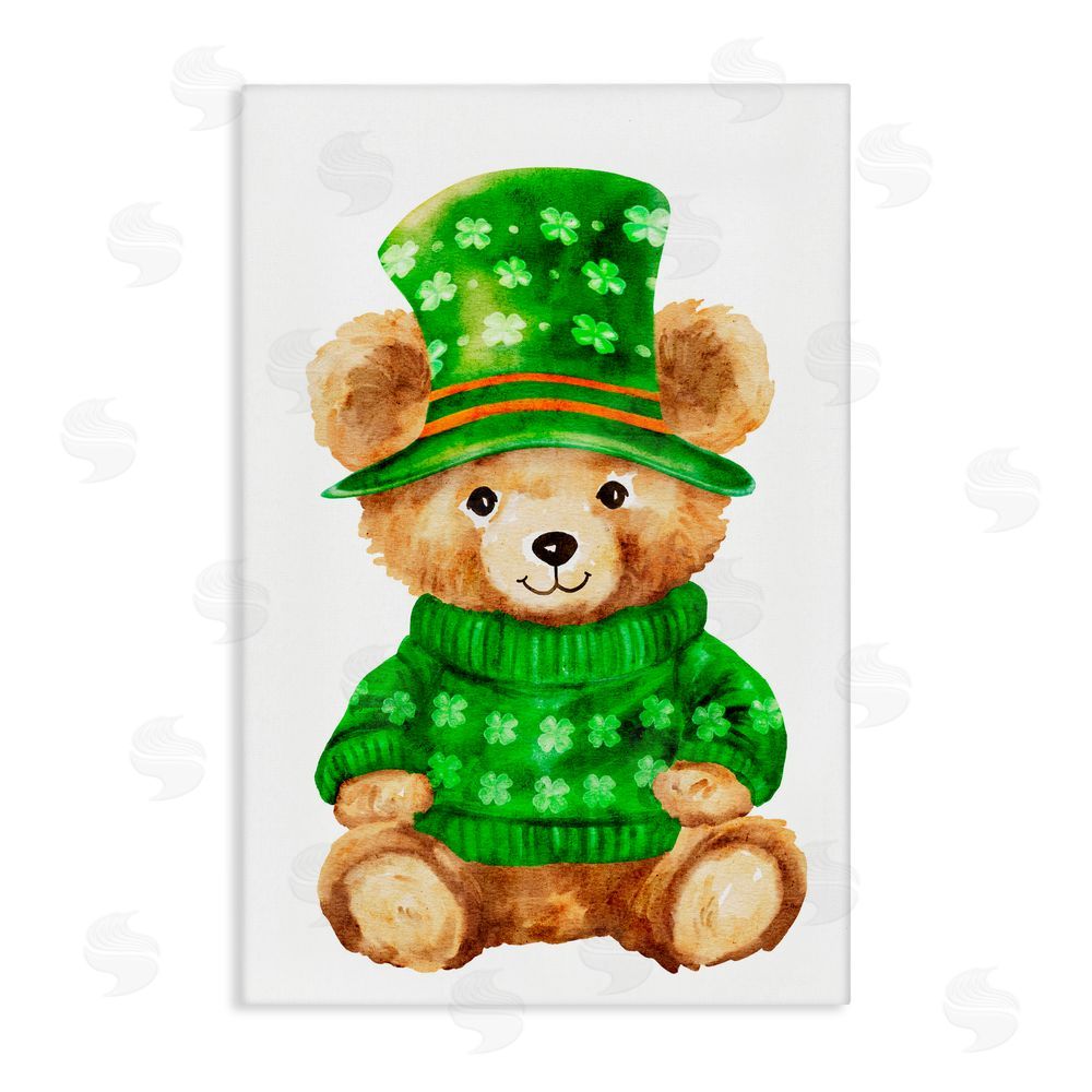 Amy Hall St. Patty's Day Bear Canvas Wall Art Print