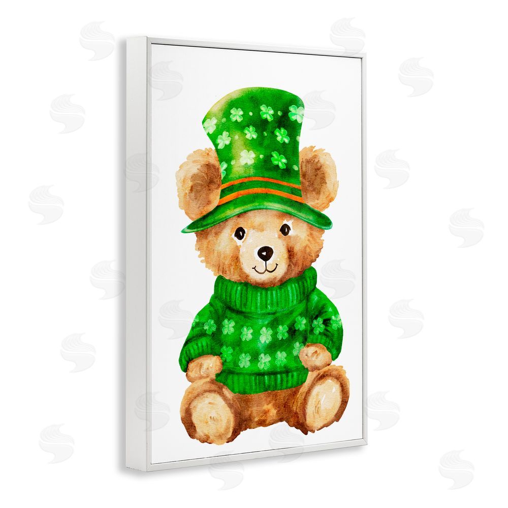 Amy Hall St. Patty's Day Bear White Frame Giclee Art Print