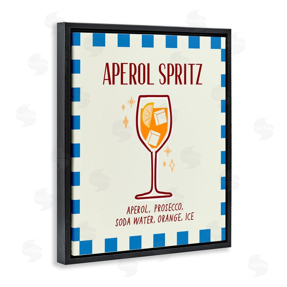 Emily Dumas Retro Fizzy Summer Cocktail Black Floating Frame Canvas Wall Art Print