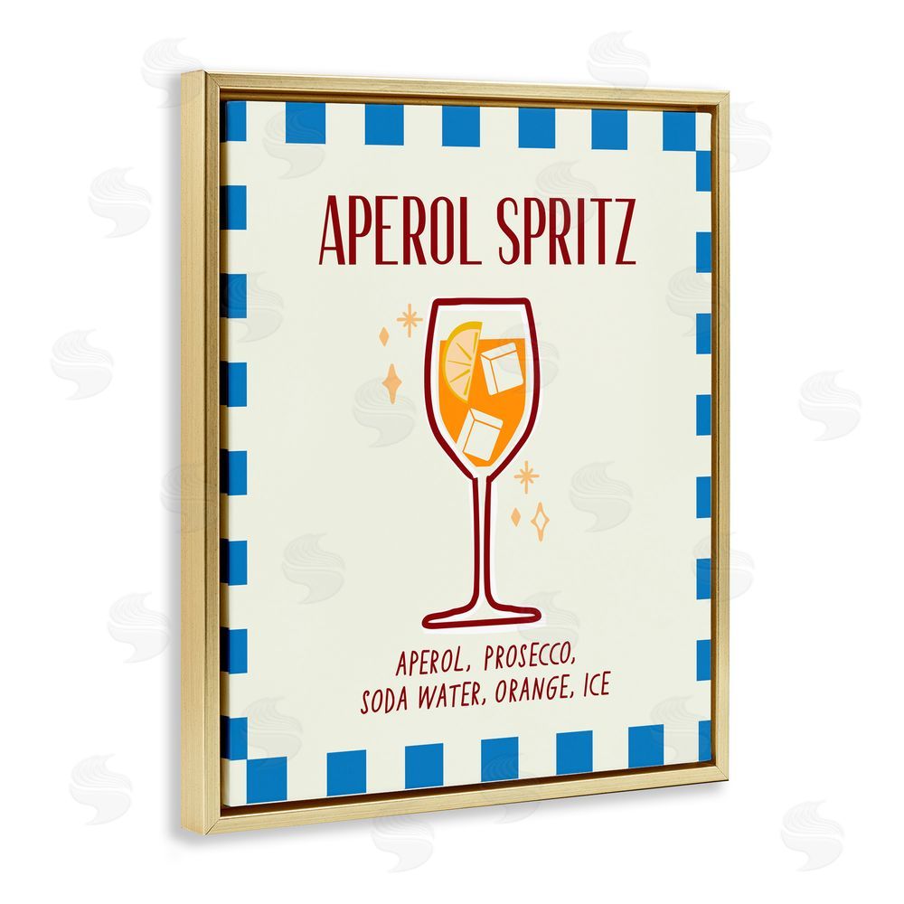Emily Dumas Retro Fizzy Summer Cocktail Gold Floating Frame Canvas Wall Art Print