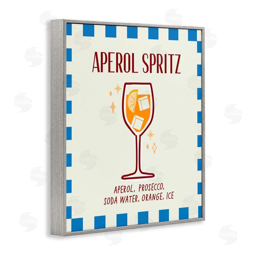 Emily Dumas Retro Fizzy Summer Cocktail Gray Framed Giclee Wall Art Print