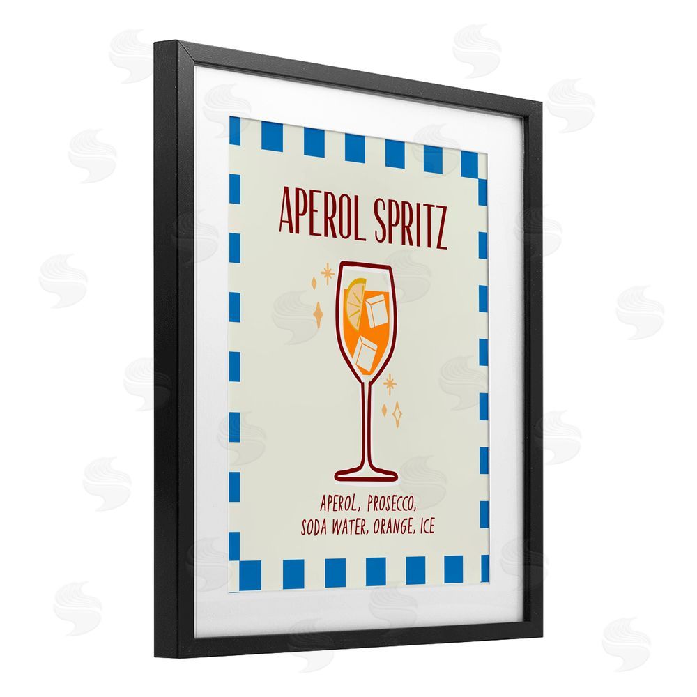 Emily Dumas Retro Fizzy Summer Cocktail Black Framed Print Under Glass with White Mat Wall Art