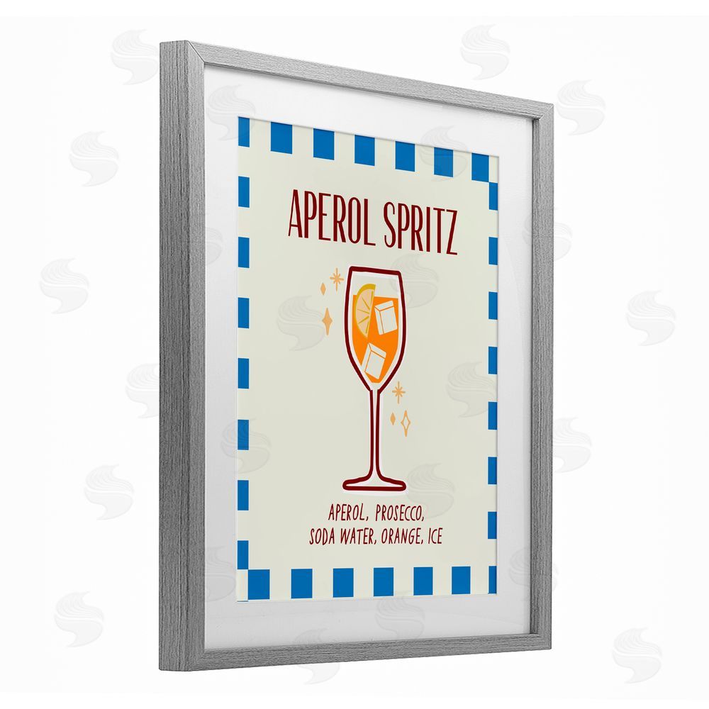 Emily Dumas Retro Fizzy Summer Cocktail Gray Framed Print Under Glass with White Mat Wall Art
