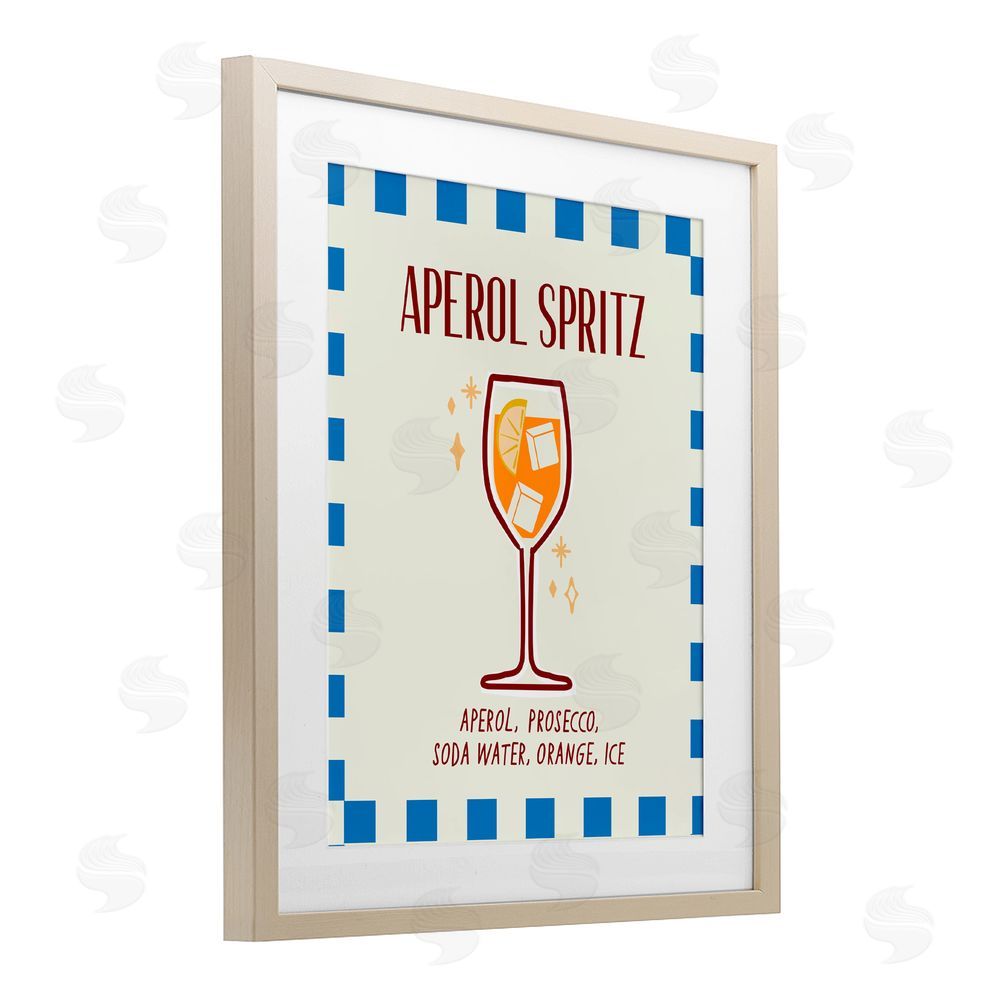 Emily Dumas Retro Fizzy Summer Cocktail Birch Framed Print Under Glass with White Mat Wall Art
