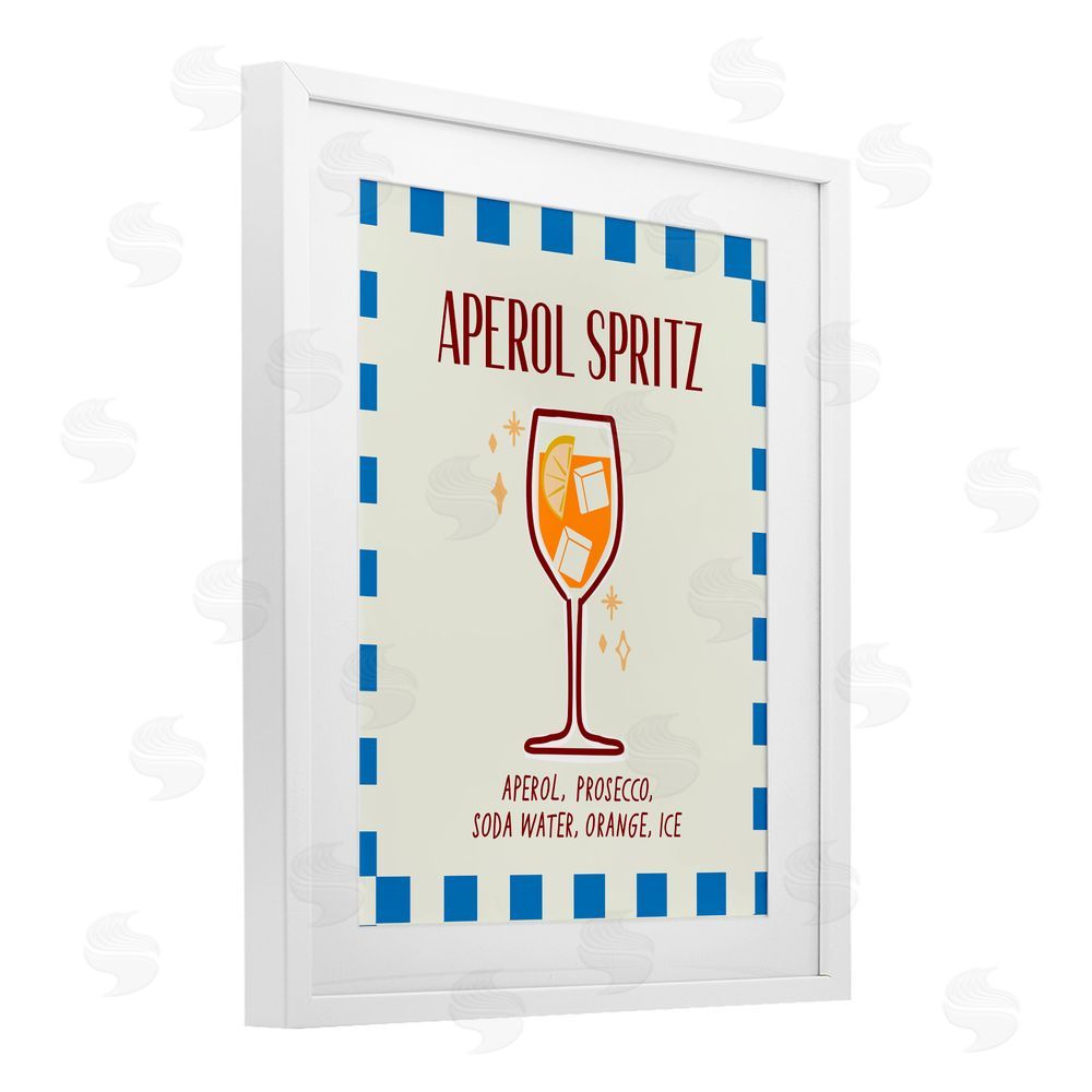 Emily Dumas Retro Fizzy Summer Cocktail White Framed Print Under Glass with Mat Wall Art