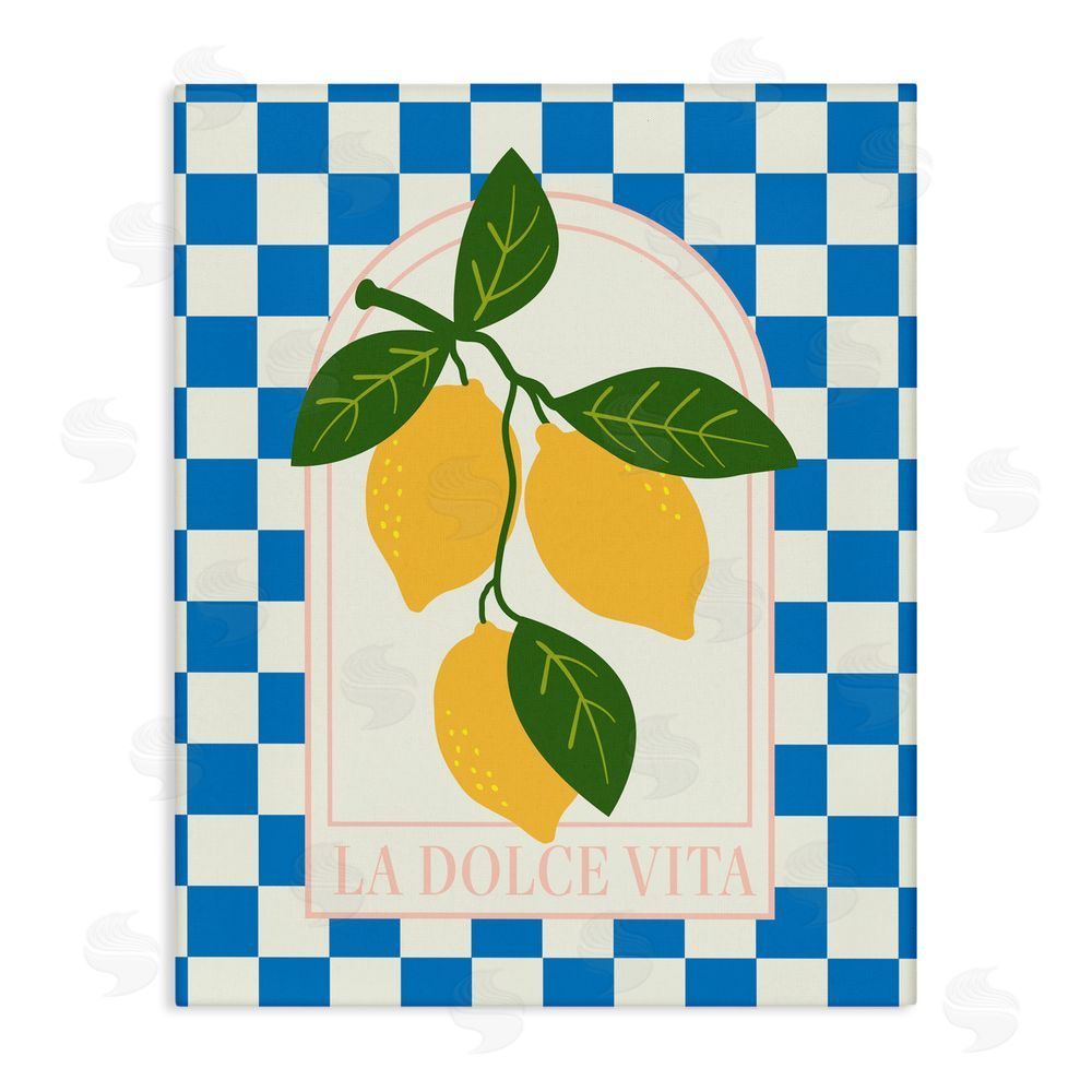 Emily Dumas Vibrant Summer Lemons Checkered Canvas Wall Art Print