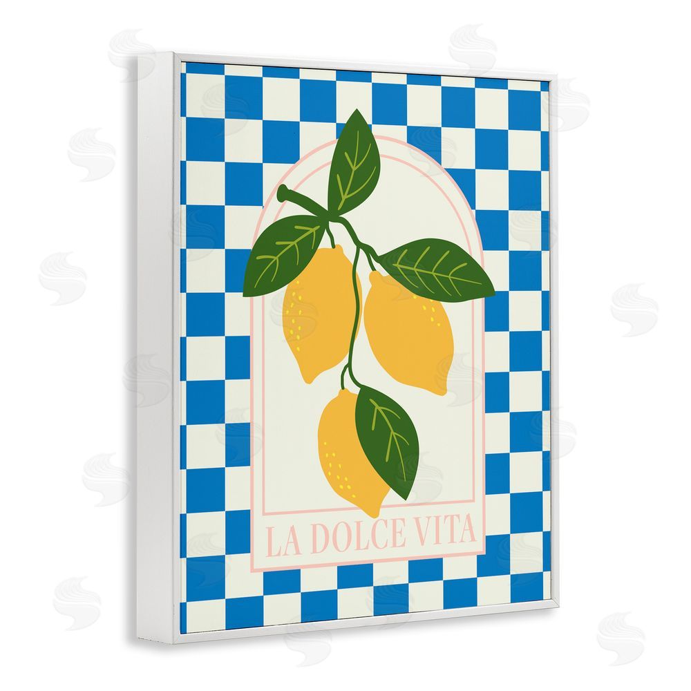 Emily Dumas Vibrant Summer Lemons Checkered White Framed Giclee Wall Art Print