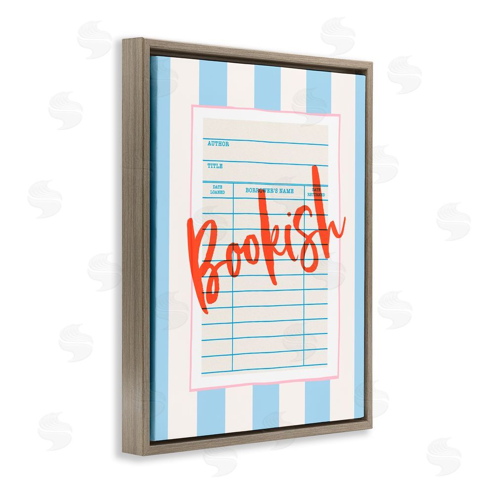 Nadia Hassan Bookish Library Card Brown Floating Frame Canvas Wall Art Print