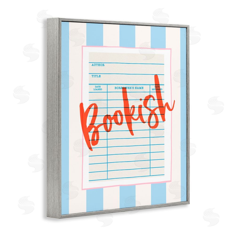 Nadia Hassan Bookish Library Card Gray Framed Giclee Wall Art Print