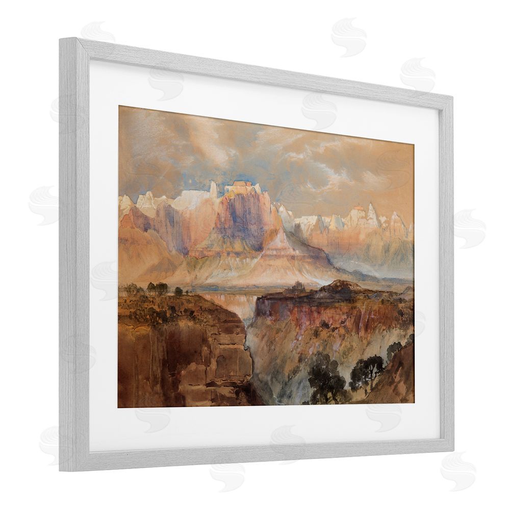 Corinne Haig Vast and Distant Canyon Gray Framed Print Under Glass with White Mat Wall Art