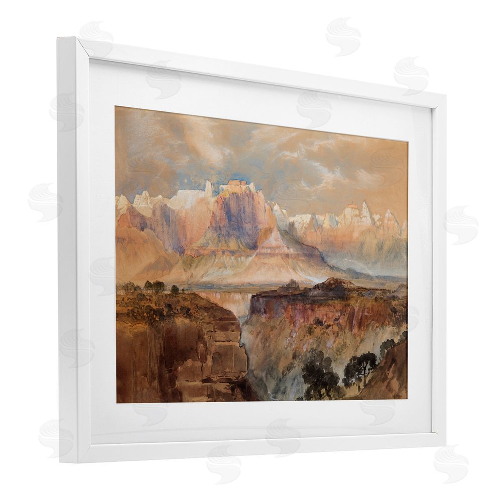 Corinne Haig Vast and Distant Canyon White Framed Print Under Glass with Mat Wall Art